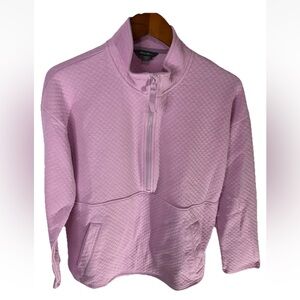 Eddie Bauer Quilted 1/2 Zip Pullover Mock Neck Sweatshirt Large Pink